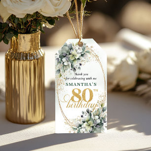 Bohohmische botanische Blattkarte zum 80. Geburtst Geschenkanhänger
