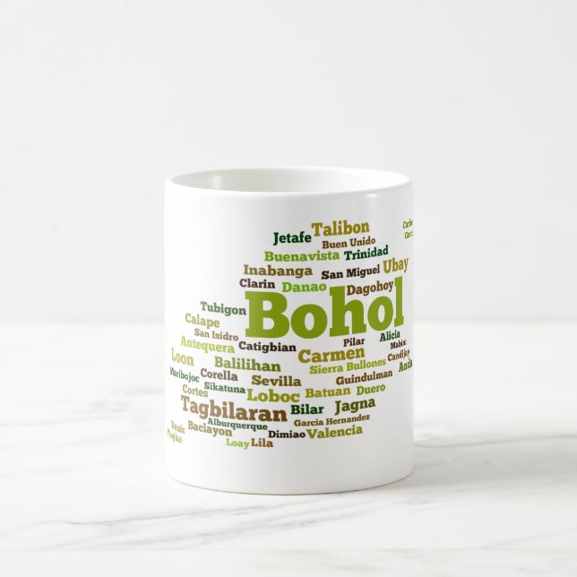 Bohol Geographic Wordcloud Mug Kaffeetasse (Mittel)