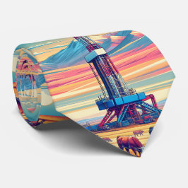 Bohranlage für Erdgas mit Kühen vor Ort Krawatte