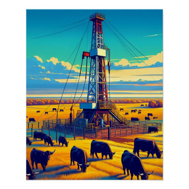 Bohrgestänge und Schwarzvieh Poster (Vorderseite)