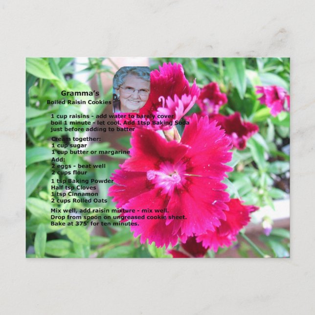 Boiled Raisin Cookie Rezept Postkarte (Vorderseite)
