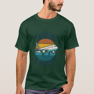 Boise Airport Abzeichen mit Jet und Sunset Horizon T-Shirt