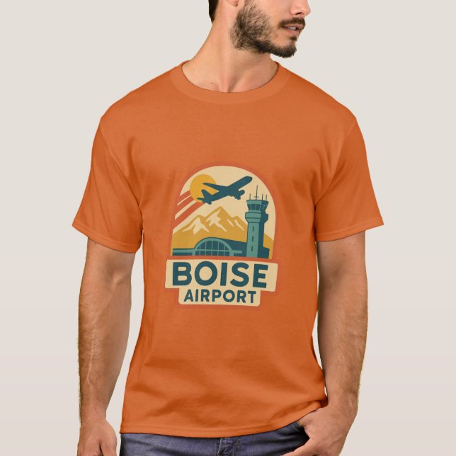 Boise Airport Retro mit Mountain und Kontrolle Tow T-Shirt (Vorderseite)