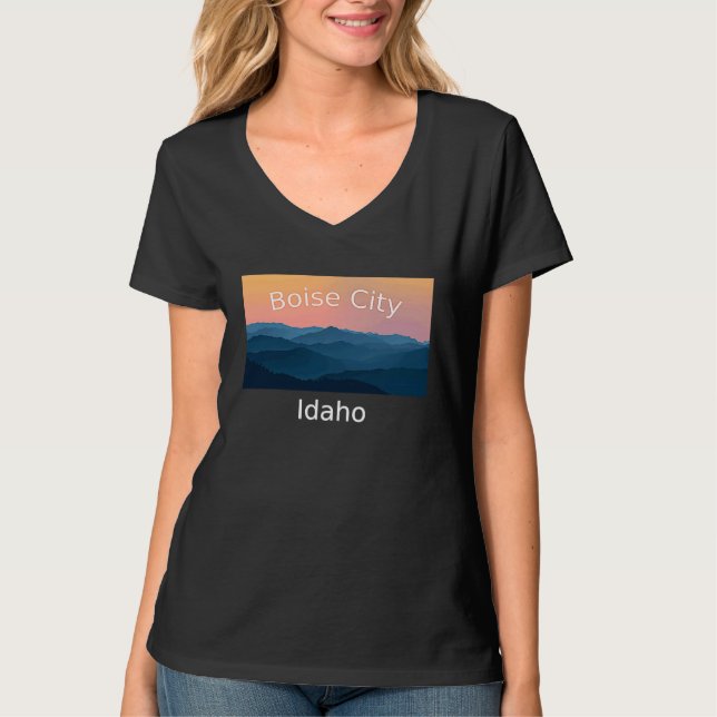 Boise City Idaho Mountain sunset hometown T-Shirt (Vorderseite)