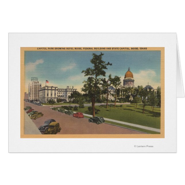 Boise, ID - Aussicht auf Hauptstadt Park & Umgebun (Vorderseite (Horizontal))