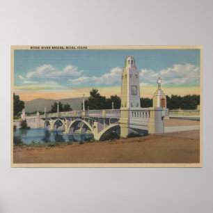 Boise, ID - Blick auf die Boise River Bridge Poster