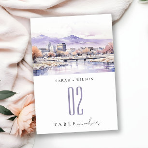 Boise, Idaho Aquarell-Landschaft-Hochzeit Tischnummer