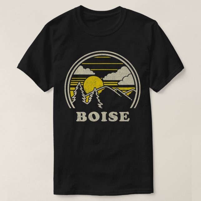 Boise Idaho ID  Vintage Hiking Mountains  T-Shirt (Design vorne)