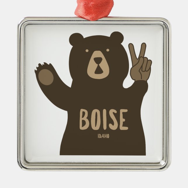 Boise Idaho Peace Bear Ornament Aus Metall (Vorne)