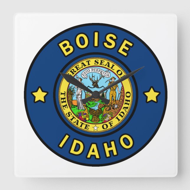 Boise Idaho Quadratische Wanduhr (Vorderseite)