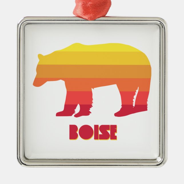Boise Idaho Rainbow Bear Ornament Aus Metall (Vorne)