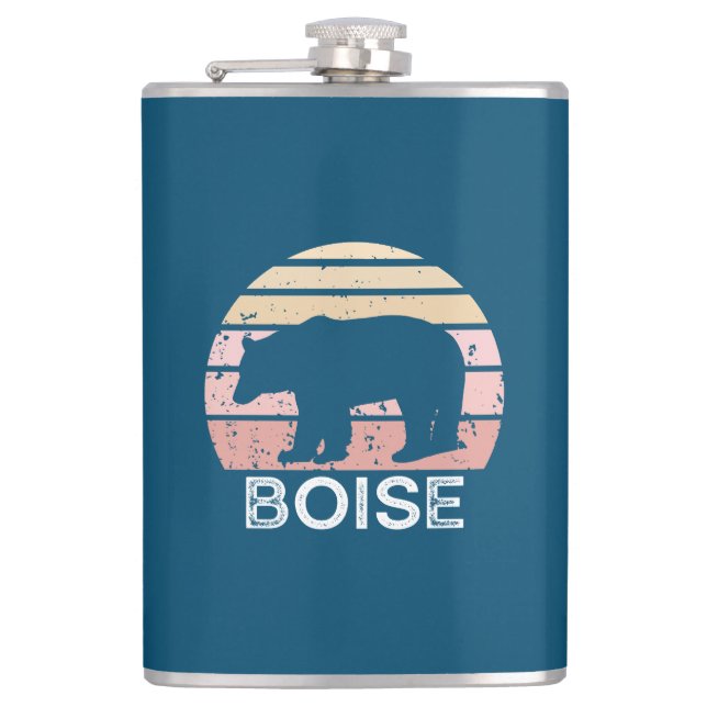 Boise Idaho Retro Bear Flachmann (Vorderseite)