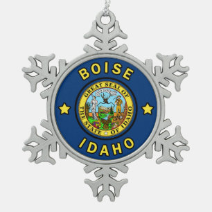 Boise Idaho Schneeflocken Zinn-Ornament