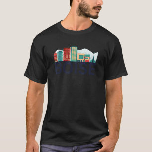 Boise Idaho USA Skyline Silhouette Kontur Sk T-Shirt