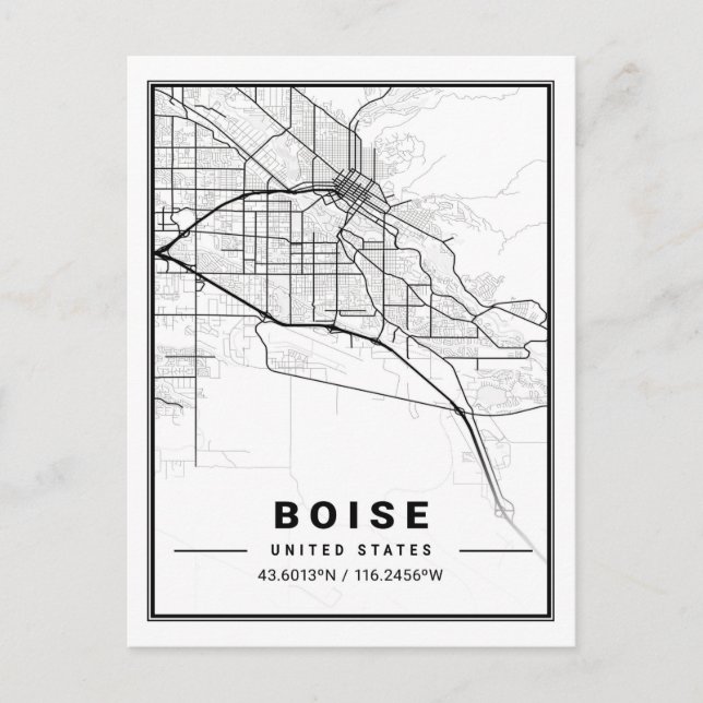 Boise Idaho USA Travel City Map Poster Postkarte (Vorderseite)