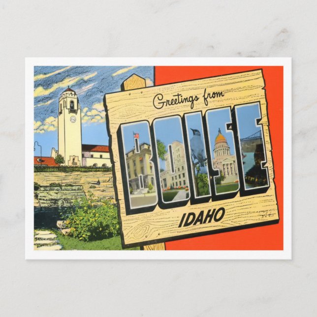 Boise, Idaho Vintag Big Letters Postcard Postkarte (Vorderseite)