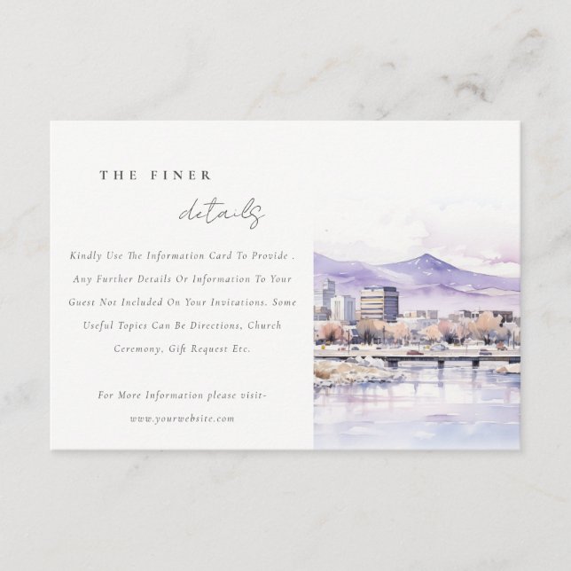 Boise, Idaho Watercolor Landscape Wedding Detail Begleitkarte (Vorderseite)