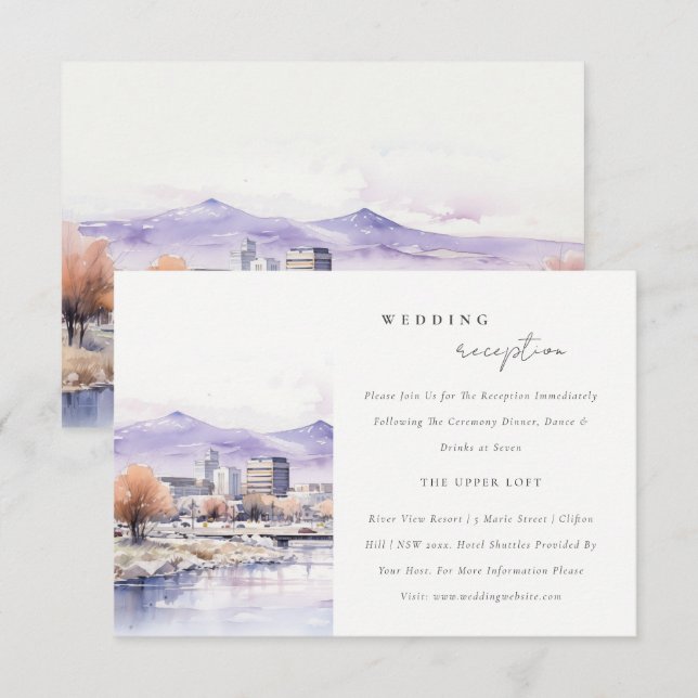Boise Idaho Watercolor Landscape Wedding Reception Begleitkarte (Vorne/Hinten)