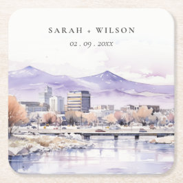 Boise, Idaho Watercolor Landscape Wedding Rechteckiger Pappuntersetzer
