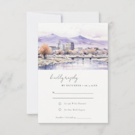 Boise, Idaho Watercolor Landscape Wedding RSVP Karte