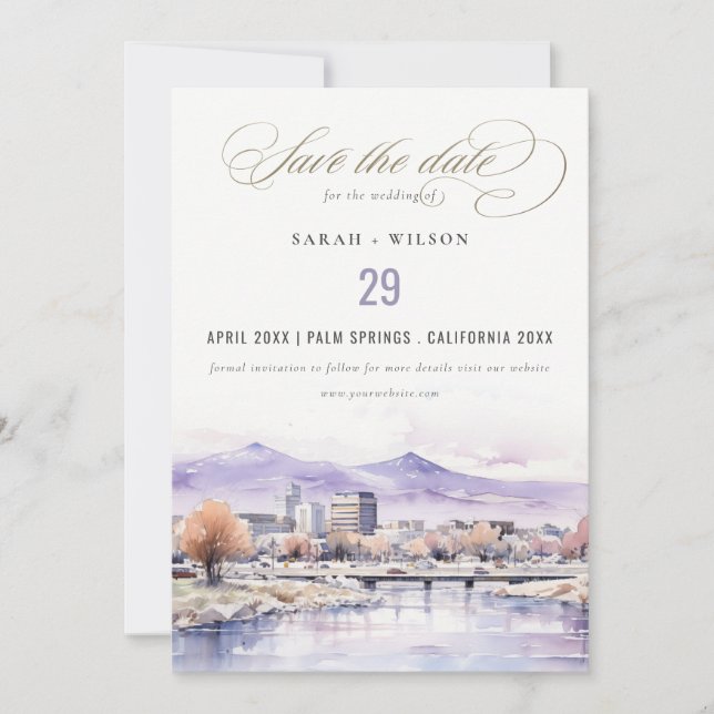 Boise, Idaho Watercolor Landscape Wedding Save The Date (Vorderseite)