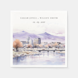 Boise, Idaho Watercolor Landscape Wedding Serviette