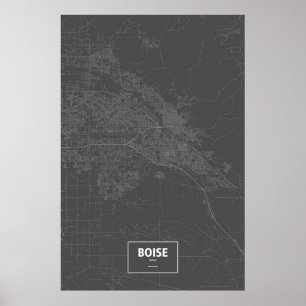 Boise, Idaho (weiß auf Schwarzem) Poster