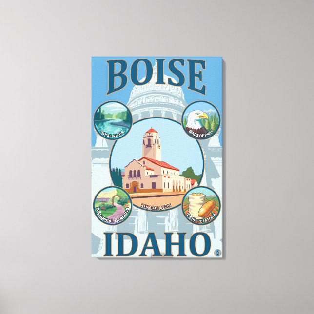 Boise, IdahoScenic Travel Poster Leinwanddruck (Vorderseite)