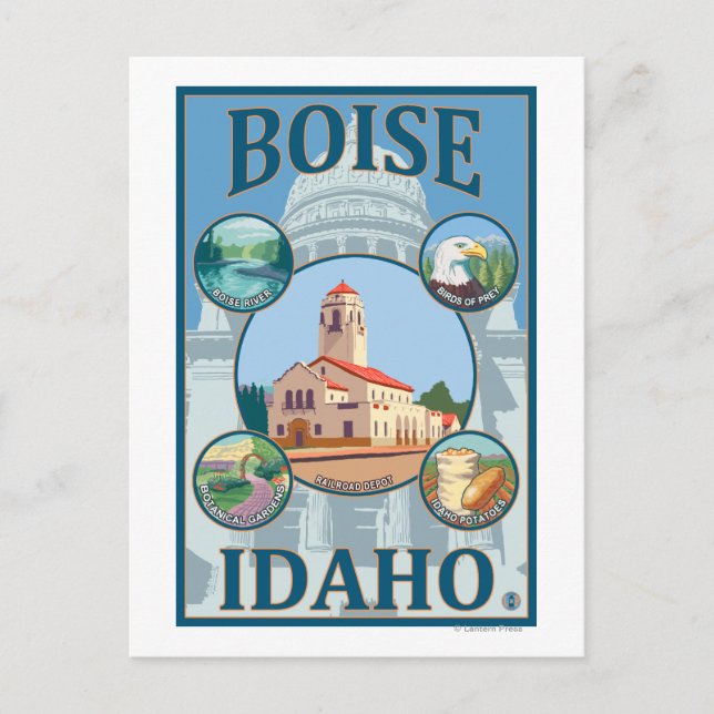 Boise, IdahoScenic Travel Poster Postkarte (Vorderseite)