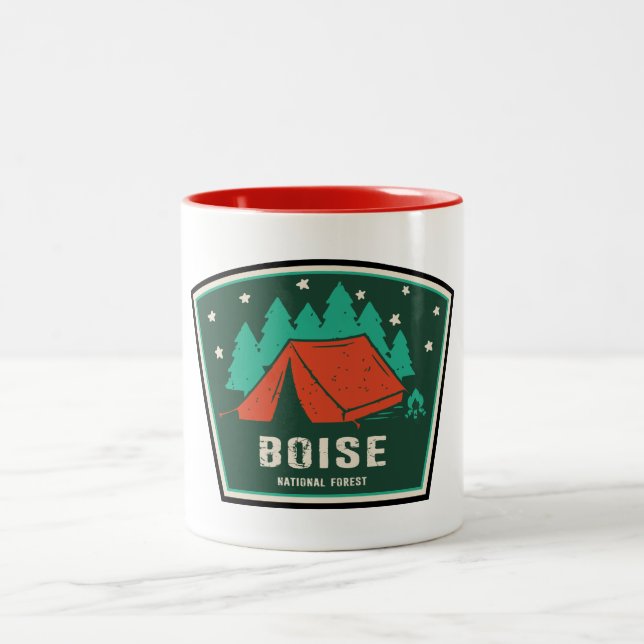 Boise National Forest Camping Zweifarbige Tasse (Mittel)