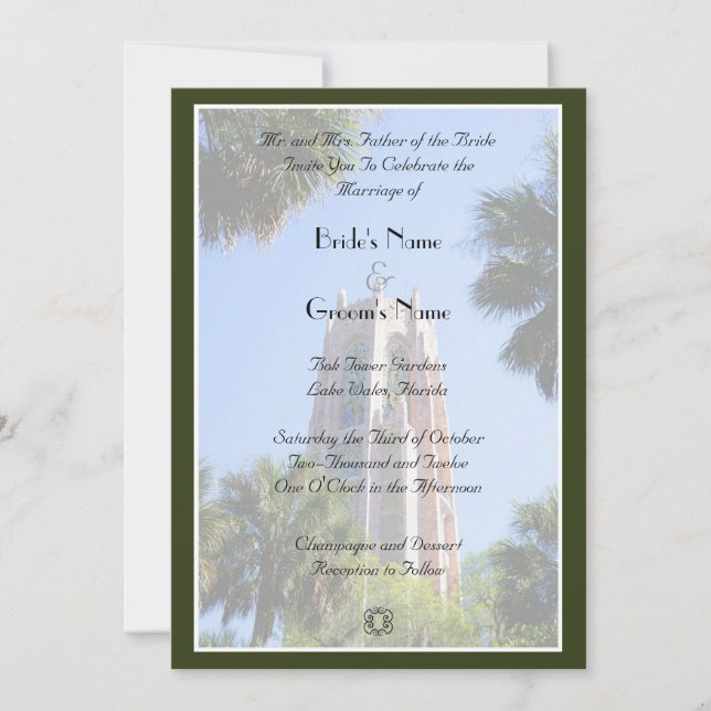 Bok Tower Wedding, personalisiert Einladung (Vorderseite)