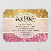 Bokeh Baby Movie Premier Ticket Style Pink Sparkle