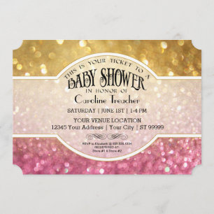 Bokeh Baby Movie Premier Ticket Style Pink Sparkle Einladung