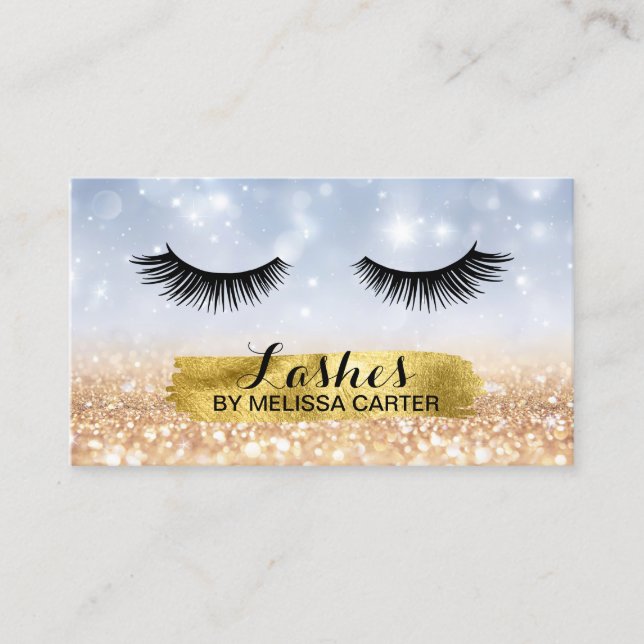 Bokeh Beauty Salon Makeup Artist Lash Extensions Visitenkarte (Vorderseite)