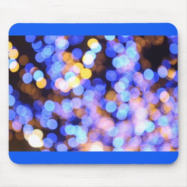 Bokeh Blue Gold Lights Modernes Geschenk Mousepad (Vorne)