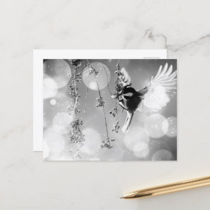 Bokeh Bubbles Flying Hummingbird - B&W Postkarte