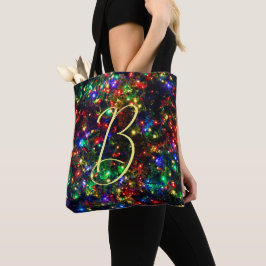 Bokeh Colorful BurChristmas Lights Monogram