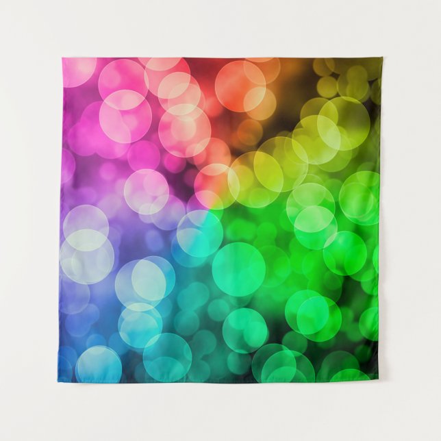 Bokeh farbiger Regenbogen-Hintergrund Wandteppich (Vorderseite)