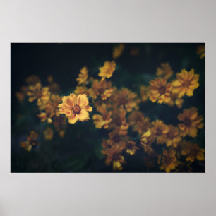 BOKEH FOTOGRAFIE DER GELBEN BLUMEN POSTER