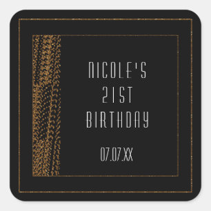 Bokeh Glam All Black & Gold Chic Gefallen Aufklebe Quadratischer Aufkleber