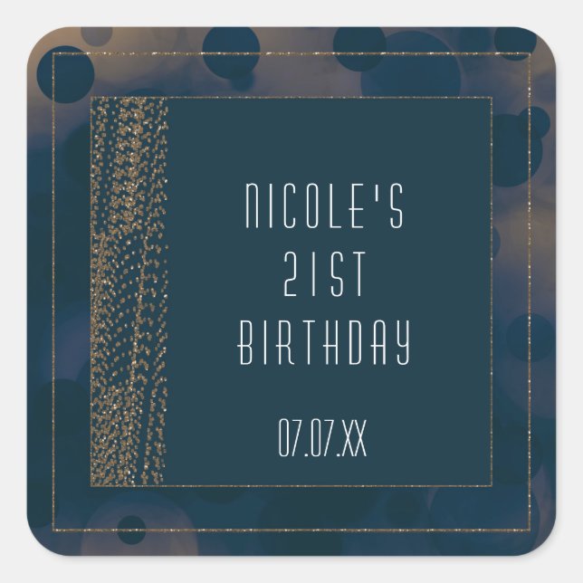 Bokeh Glam Blue & Gold Fevor Stickers (Vorderseite)