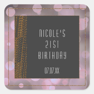 Bokeh Glam Pink Grau & Gold Favor Aufkleber