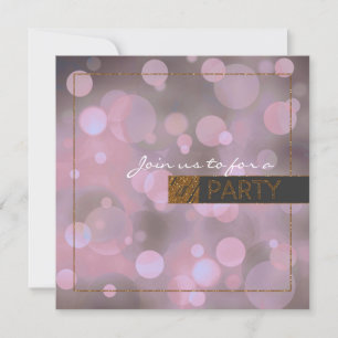 Bokeh Glam Violett Grau & Gold Geburtstagsfeier Einladung