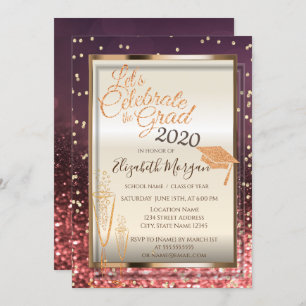 Bokeh, Glitzer Graduation Cap, Glass Abschluss Einladung