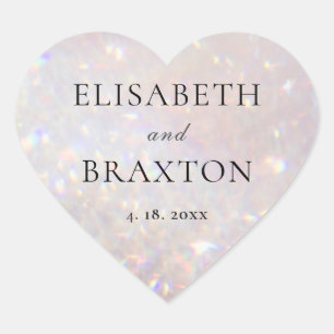 Bokeh Glitzer Sparkle Pearl Wedding Herz-Aufkleber
