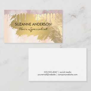 Bokeh Glow Tropfen   Goldfolie Visitenkarte