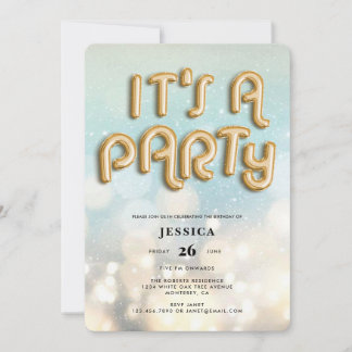 Bokeh Gold Foil Ballon Typ Geburtstag Einladung