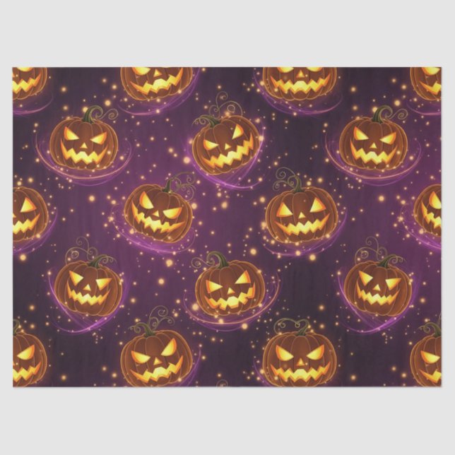 Bokeh Halloween | Glowing Jack-O’ Lantern (2) Seidenpapier (Vorderseite)