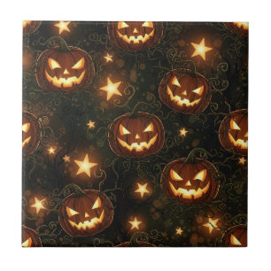 Bokeh Halloween Nahtlos Leuchtender Kürbis Fliese