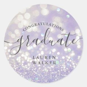 Bokeh-Kristall-Glitter-Monogramm-Absolventen-Aufkl Runder Aufkleber
